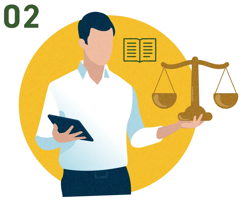 天秤と書籍で中立性を表すイラスト